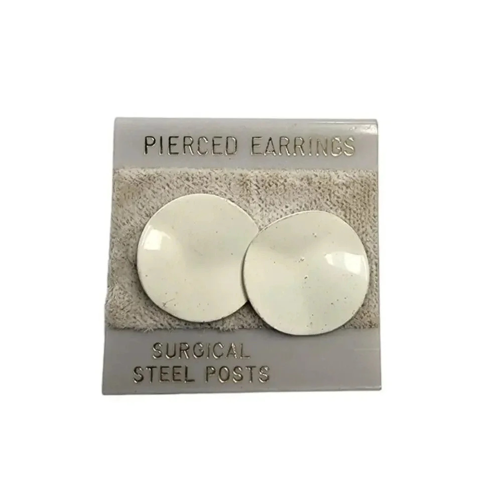 Vintage Round Circle Pierced Earrings Surgical Steel Posts